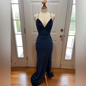 NWOT Lucy in the Sky Velvet Blue Shimmer Prom Dress